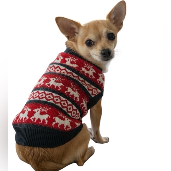 None Other - Cozy Knit Reindeer Dog Sweater